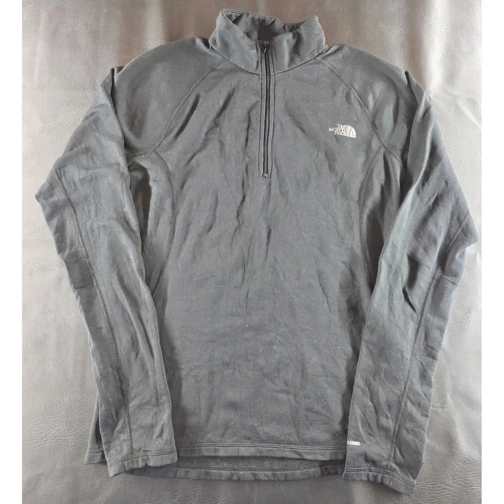 The North Face Mens Black Quarter Zip Pullover Long Sleeve Active Top Size Small